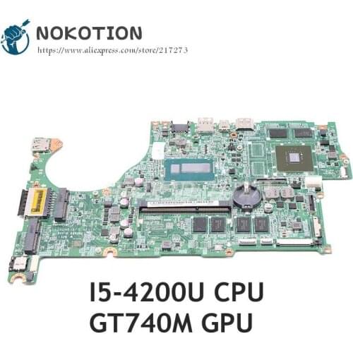 NOKOTION For Acer aspire V5-573 V5-573G Laptop Motherboard I5-4200U CPU GT740M graphics NBM9W11003 NBMBC11003 DAZRQMB18F0