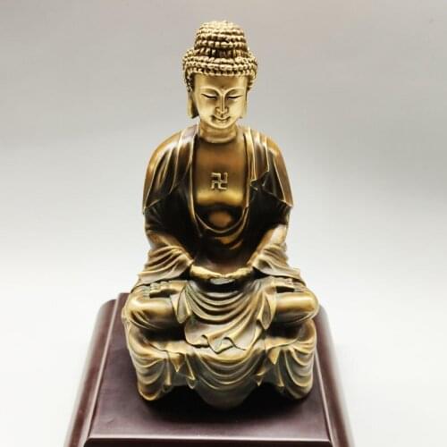 Antique Solid Brass Sakyamuni Buddha Figurines Retro Copper Animal Tea Pet Desktop Ornament Decor Crafts Keychain Pendants