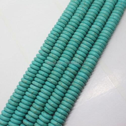 Mini. order is $7! 3x10mm Blue Turquoises Oval Rondelle slice Spacer Loose Beads 15