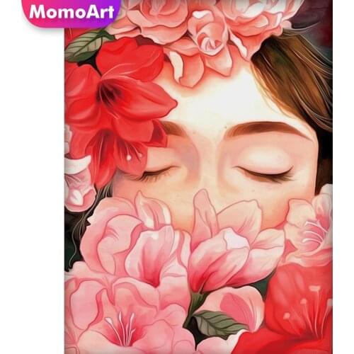 MomoArt Diamond Embroidery Girl Full Drill Square Diamond Painting Portrait Cross Stitch Mosaic Flower Rhinestone Handmade Hobby