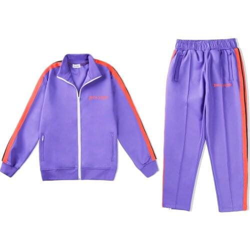 Palm Angels 21SS Logo Mens and Womens Long Sleeve Pants, Lettered Purple Sports Jacket, Fashion Lover, Sportswear Set