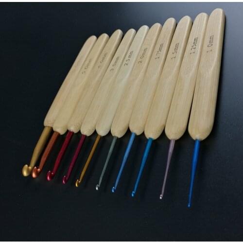 10PCS Craft Needle Circular Mini Portable Bamboo Handle Accessories Sewing Sweater Knitting Crochet Hooks Set Multi Size Tools