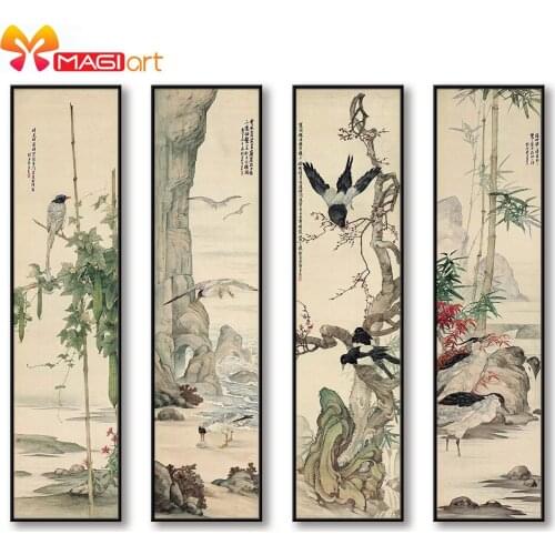 Cross stitch kits Embroidery needlework sets 11CT water soluble canvas patterns 14CT Animal style Mountain bird -NCMA137