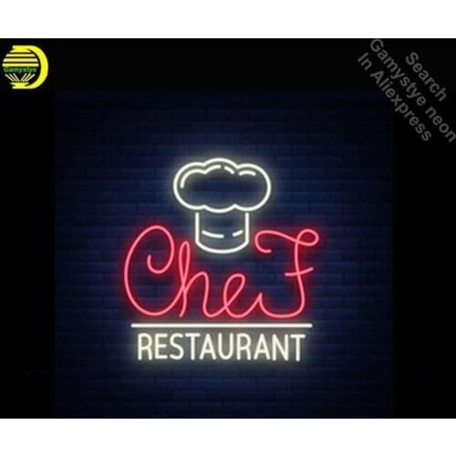 NEON SIGN Chef restaurant logo GLASS Tube BAR Light Sign Store Display paint board Handcraft Design Iconic Sign Pub Bar Signs