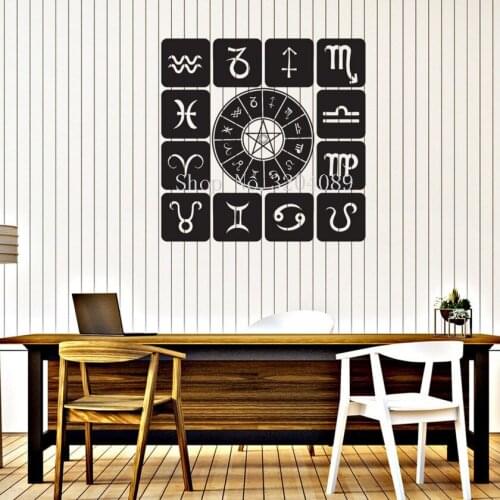 New Vinyl Decal Zodiac Set Icons Astrological Studio Art Design Wall Sticker Home Decor Living Room For Gorls Room Goft YY640