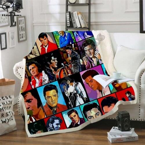 Elvis Patched Design Blanket Plush 3d Printed for Adults Sofa Sherpa Fleece Bedspread Wrap Throw Blanket Microfiber -1