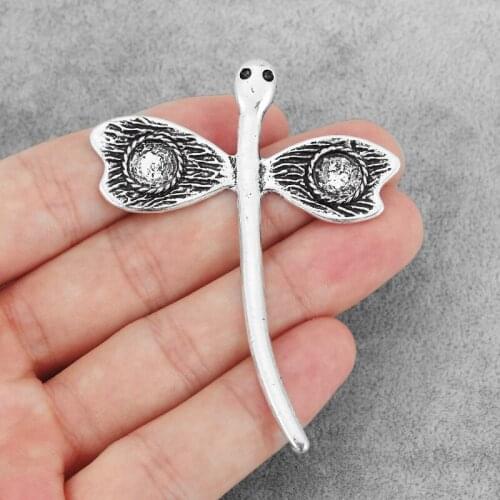 2PCS Antique Large Animal Cute Dragonfly Charms Pendants Blank 9mm Cameo Cabochon Base Settings Necklace Making Jewelry