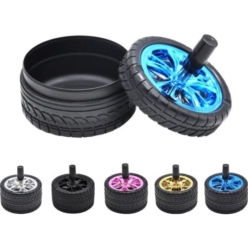 Creative Ashtray for Home Tire Design Ash Tray for Decoration Smoking Accessories Windproof Push Down Rotation Ashtray With Lid