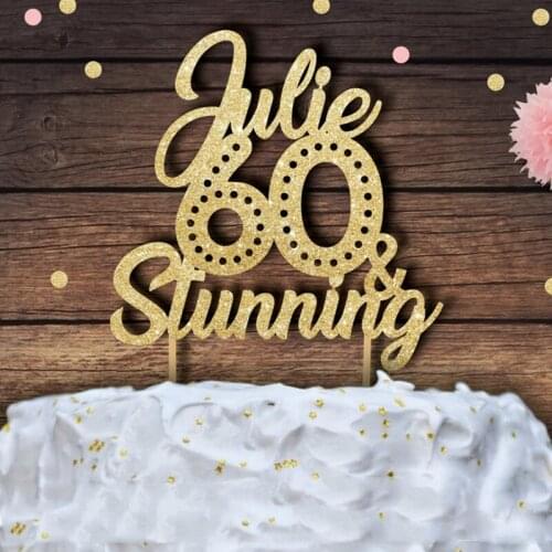 Custom number glitter cake topper personalised gold cake topper 60 cake topper 21Party Decorations Dessert toothpicks