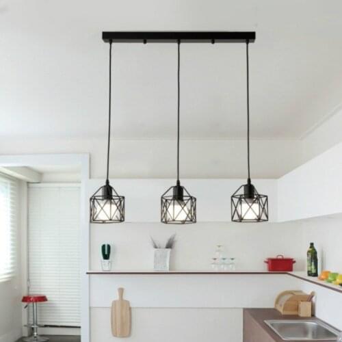 Retro iron cage chandelier kitchen island minimalist dining room chandelier living room LED edison light bulb LB120714