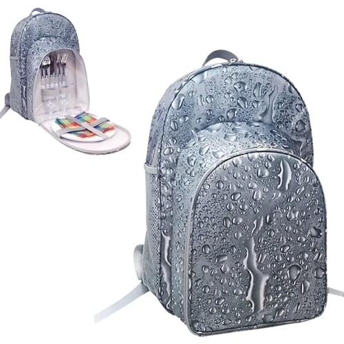 Picnic Backpack Bag Waterproof Camping Bag with Wine Holder Cutlery Set Cotton Napkins Salt Shakers for Outdoor Picnic