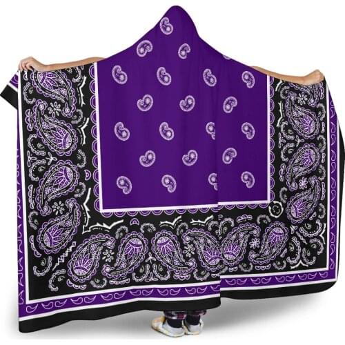 Purple Hooded Bandana Blanket Hooded Blanket 3D full print Wearable Blanket Adults men women Blanket