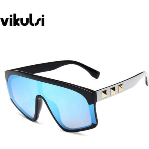 2019 Unisex Oversized Square Sunglasses Women Fashion Designer Brand Rivet Shield Mask Sun Glasses Men Shades Vintage Sunglasses