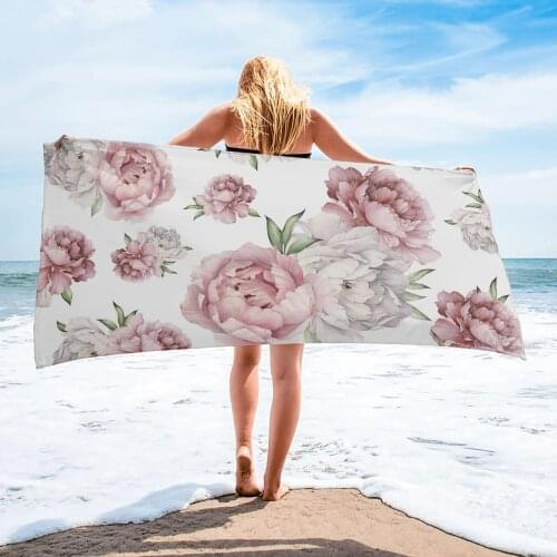 Vintage Flowers Watercolor Beach Towel Luxury Quick-dry Microfiber Bathroom Bath Towels Yoga Mat Picnic Blanket