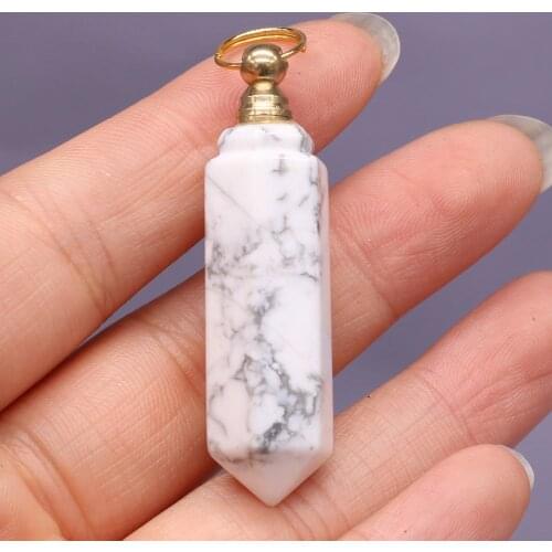 Natural stone gem white turquoise perfume bottle pendant handicraft necklace sweater chain jewelry accessories pendants 45x12mm
