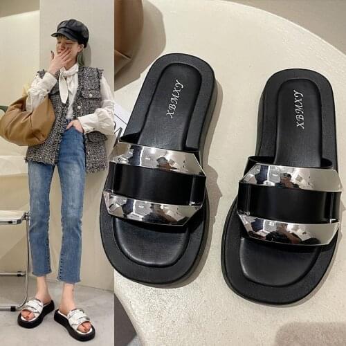 2021 Summer Indoor Modern Slipper for Women Platform Wedges Outdoor Beach Ladies Slides Fashion High Heels Shoes for Woman
