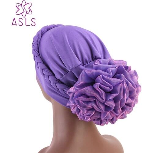 New Fashion women Big Flower Turban Bandana braided headwrap African Milk Silk Head Wrap Twist Hair Accessoires Turbante