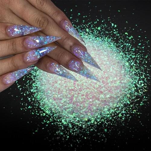1 Bag Iridescent AB Irregular Nail Glitter Flakes 3D Sparkly Chunky Sequins Paillette Decorations Manicure Nails Accessories