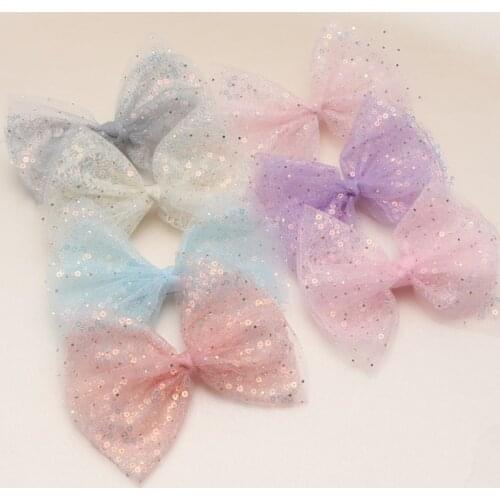 2Pcs Girls Sequins Hair Clips Children Glitter Bows Hair Barrettes Kids 5cm Hairpins Hair Accessories