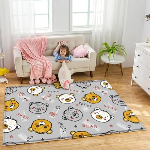 2021 Alfombra Fashion Cute Animal Bear Rug Children Carpet Comfortable Carpet Non-Slip Children Flannel Carpet Baby Play Mat