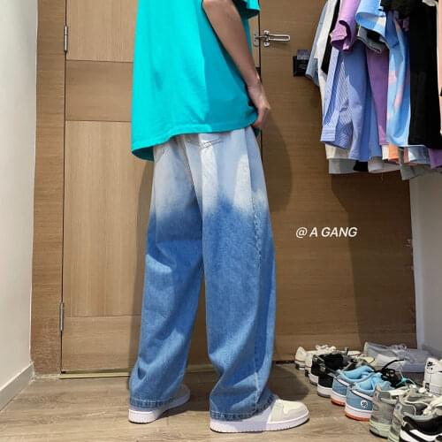 2021 Mens Baggy Homme Straight Pants Classic Style Blue/black Jeans Loose Casual Wide Leg Pants Biker Denim Trousers M-5XL