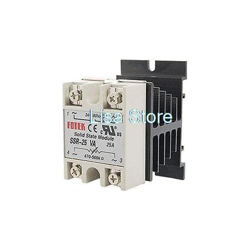 25A AC 24-380V Solid State Relay Voltage Resistance Regulator w Heat Sink Somfj