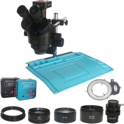 3.5X-90X Simul Focal Welding Trinocular stereo microscope 38MP USB digital HDMI video microscopio camera Jewelry Phone repair