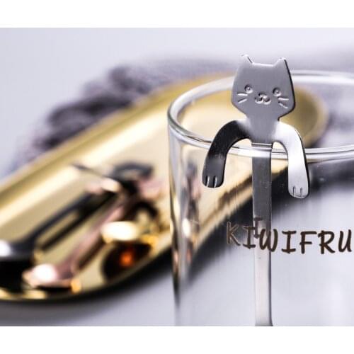304 Stainless Steel Mini Cute Coffee Spoon Cartoon Cat Spoon Teaspoon Dessert Snack Spoon Milk Children Spoon Tableware