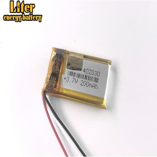 5pcs/lot 3 line Good Qulity 3.7V,200mAH,402030 Polymer lithium ion / Li-ion battery for TOY,POWER BANK,GPS,mp3,mp4