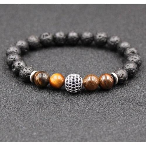 Crystal Ball Charms Bracelets Tiger Eye Black Lava Stone Beads DIY Aromatherapy Essential Oil Perfume Diffuser Pulsera Bracelet