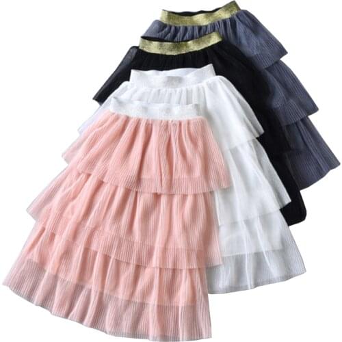 Cake Layer long skirts age 2 - 12 yrs Baby girls beach clothes lace tulle ruffle princess skirts white black party dance skirts
