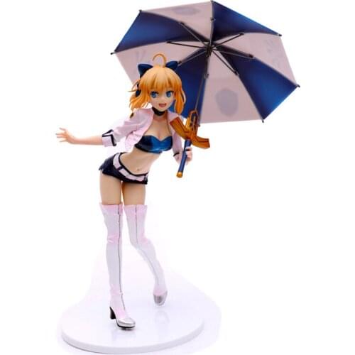 Fate Stay Night SABER Racing with umbrella Fate/Grand Order PVC Action Figure Toy Anime figure Collectible Model Doll Gift