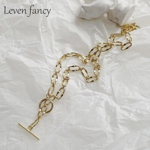 Dainty 925 Sterling Silver Thick Links Chain Choker Gold Toggle Clasp Necklace for Women Statement Heavy Duty Chain Necklaces