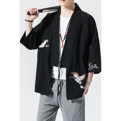 Kimono Cardigan Men Japanese Kimono Traditional Beach Thin Holiday Asian Clothes Yukata Male Fashion Casual Shirt Cotton Kimonos