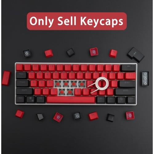 PBT Keycap 61 key Blac and Red Double Color Backlight Keycaps Universal Column For Ikbc Cherry MX Annie Mechanical Keyboard