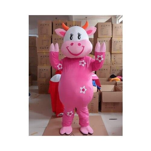 Cosplay Costumes Cartoon Character Adult Cute Lovely Cow Mascot Costume Fancy Dress Halloween Party Costume