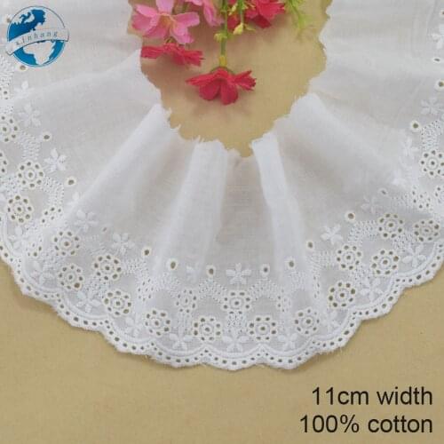 11cm wide 100% Cotton embroid lace sewing ribbon guipure lace african lace fabric trim warp knitting DIY Garment Accessories3756
