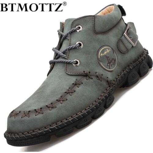 Fashion Mens Casual Boots Designer Lace up Sneakers Men Leather Mens Ankle Boots Outdoor Luxury Brand Mens Boots Botas Hombre