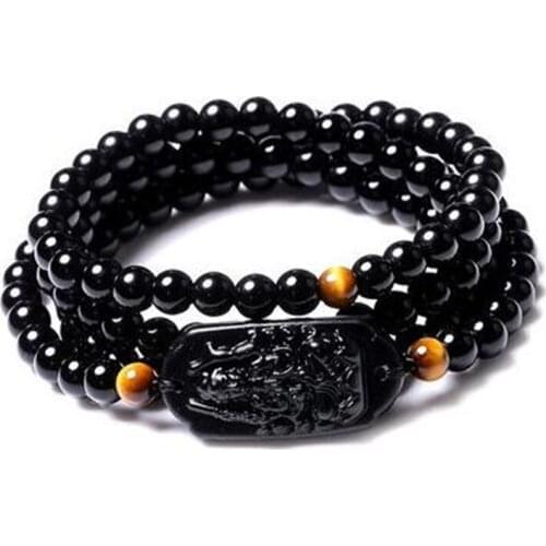 Natural gold obsidian 108 Buddha bead bracelet 12 zodiac guardian gods multi-laps crystal 6mm bracelet wholesale