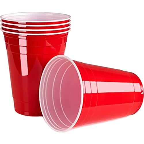 New 50Pcs/Set 450Ml Red Disposable Plastic Cup Party Cup Bar Restaurant Supplies Household Items for Home Supplies