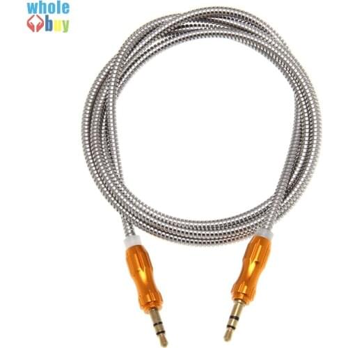 500pcs/lot Wholesale Audio Cable 1m Sliver Ring Matel 3.5mm Jack Male To Male Aux Cable for MP3 Radio TV DVD Tablet Aux Cord