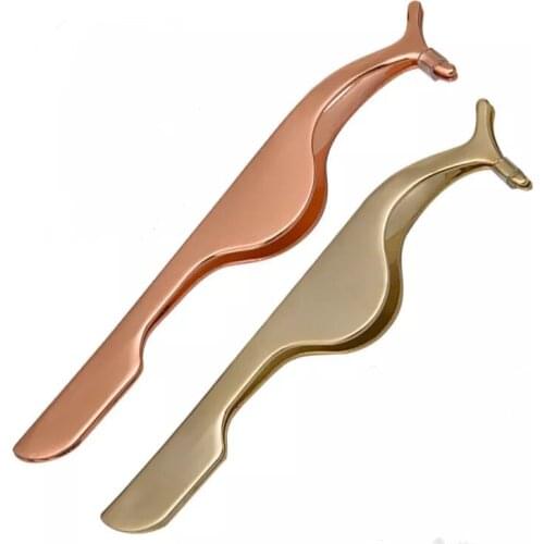 1PCS Rose Golden False Eyelash Fake Eye Lash Tweezers Applicator Clip Beauty Makeup Tool Make up Eyelashes Tweezer Lash Curler