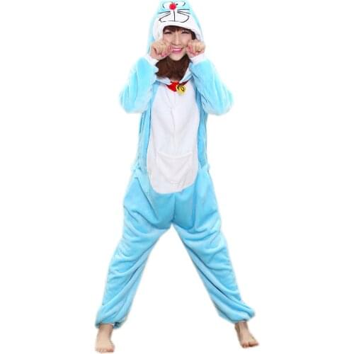 Cute Doraemon unisex adults flannel animal Pajamas cosplay Pijama Onesies Pyjamas women Sets sleepwear Robe