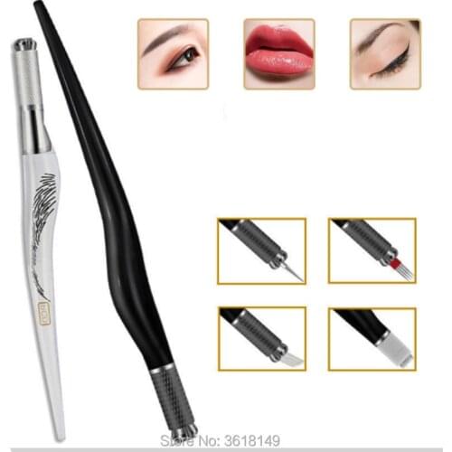 Transparent Black PCD Microblading Pen Tattoo Manual Pen for Permanent Makeup Eyebrow Lip Embroidery Pen Handmade Pen