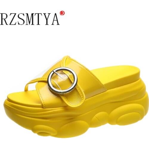 34-41 Big Size Shoes for Women 8cm Height Wedge Slippers Fashion Shoes Woman Flat Platform Thick Bottom Summer