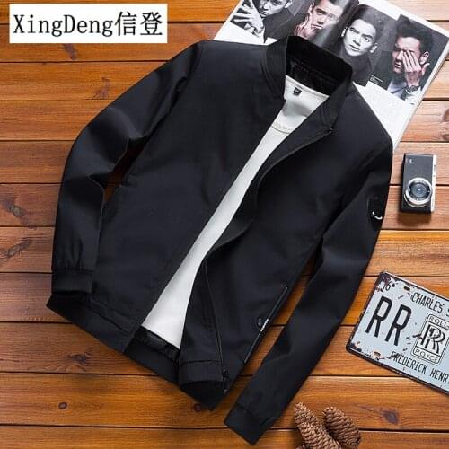 XingDeng Solid Color Men Casual Zipper Spring Autumn fashion Jacket blazer no hat top Coats Plus Size M-4XL