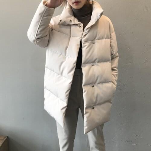 Ladies Parka Womens Korean Down Jacket Beige Black Cotton Casual Thicken Warm 2021 Fashion Button Long Winter coat women
