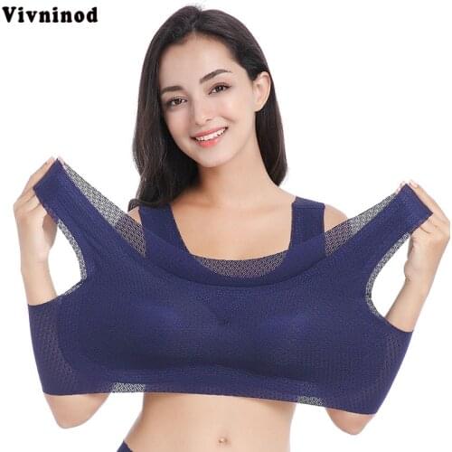 Women Sexy Lace Padded Sleep Bras Vest Top EveryDay Seamless Bra Plus Size Solid Wirefree Bras Wire Free Full Cup Breathable Bra