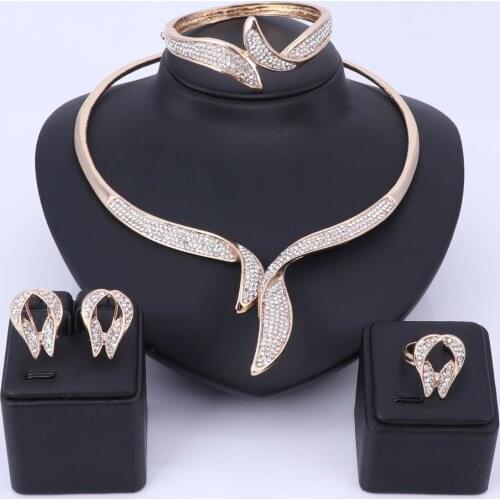 Women Jewelry Sets Gold Color Fashion Statement Necklace Dubai Bridal Fashion Party Wedding African Beads Accessories