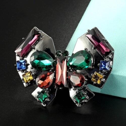 Zlxgirl colorful Rhinestone Crystal Butterfly brooch pins women and men carton insect brooches jewelry For Women Kids Scarf pins